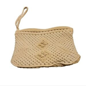 Crochet, Cream Color, Cotton Lining Wristlet/Small Purse.